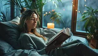 Femme qui lit un livre pour tout savoir sur le CBD